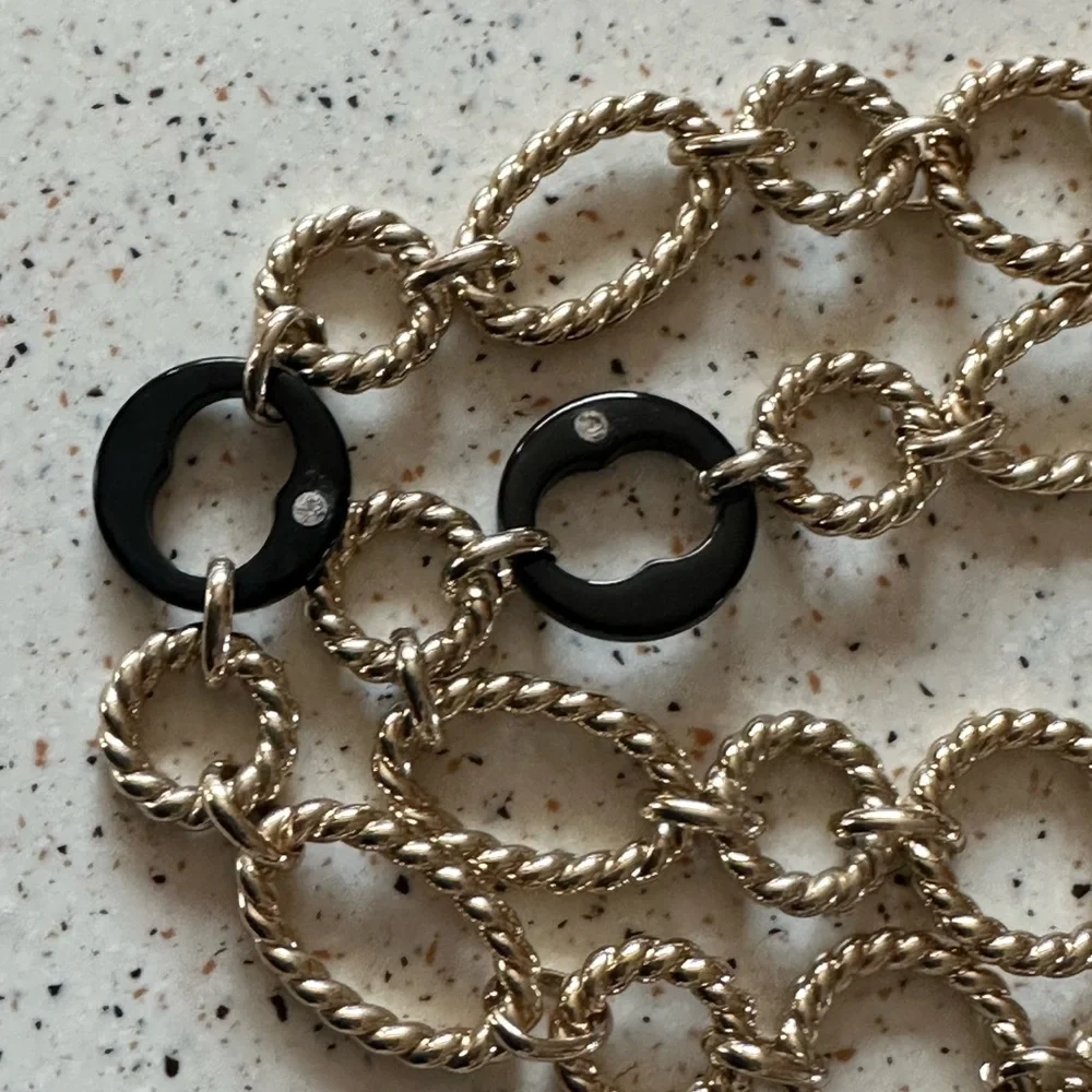 Grace Kelly Oval Gold Link with Black Link & Crystal 36β CoCo Chanel Design - Picture 7 of 11
